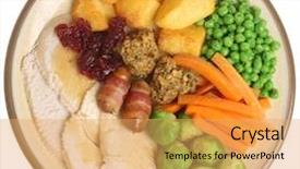  Presentation with christmas dinner - PPT layouts enhanced with traditional roast turkey christmas dinner background and a  colored foreground