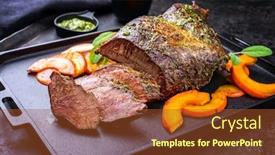  Presentation with beef - PPT layouts consisting of traditional-roasted-beef-heart background and a tawny brown colored foreground