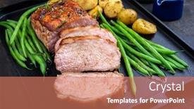  Presentation with veal - PPT theme with traditional-roasted-dry-aged-veal background and a coral colored foreground