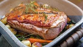  Presentation with tenderloin - Audience pleasing presentation design consisting of traditional-roasted-dry-aged-veal backdrop and a gold colored foreground