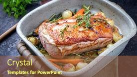  Presentation with tenderloin - Presentation design having traditional-roasted-dry-aged-veal background and a tawny brown colored foreground