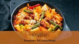  Presentation with cinematic - Presentation featuring traditional-roasted-italian-pasta-mezzi background and a gold colored foreground