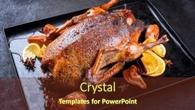  Presentation with christmas black - Presentation theme with traditional-roasted-stuffed-christmas-duck background and a tawny brown colored foreground
