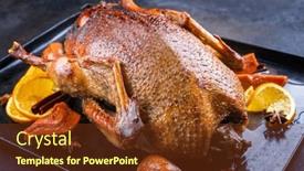  Presentation with christmas black - Slide set enhanced with traditional-roasted-stuffed-christmas-duck background and a tawny brown colored foreground