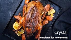  Presentation with christmas black - Presentation theme with traditional-roasted-stuffed-christmas-duck background and a wine colored foreground