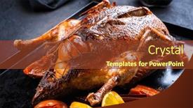  Presentation with christmas black - Presentation design enhanced with traditional-roasted-stuffed-christmas-duck background and a tawny brown colored foreground