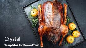  Presentation with traditional - PPT layouts consisting of traditional-roasted-stuffed-christmas-goose background and a wine colored foreground