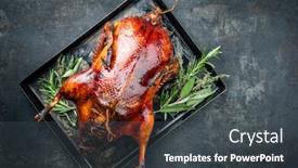  Presentation with christmas hamper gift traditional - Slide deck with traditional-roasted-stuffed-christmas-peking background and a dark gray colored foreground