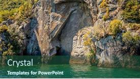  Presentation with high quality - Theme featuring traditional-rock-carving-lake-taupo background and a ocean colored foreground