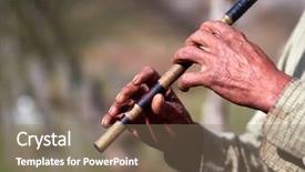  Presentation with flute - Audience pleasing slide deck consisting of traditional romanian wooden flute backdrop and a coral colored foreground