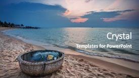  Presentation with time travel - Audience pleasing slide deck consisting of traditional round vietnamese boat thungchay backdrop and a ocean colored foreground