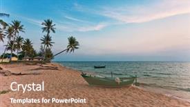  Presentation with island sunset - Amazing theme having traditional round vietnamese boat backdrop and a coral colored foreground