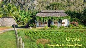  Presentation with rural - Slide deck with traditional-rural-house-and-plantations background and a tawny brown colored foreground