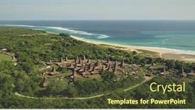  Presentation with cinematic - Cool new PPT theme with traditional-rural-houses-at-kodi backdrop and a tawny brown colored foreground