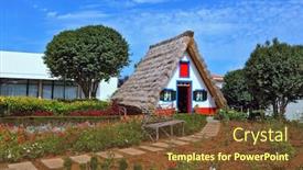  Presentation with white house roof - Cool new presentation theme with traditional-rural-landscape-the-village backdrop and a tawny brown colored foreground