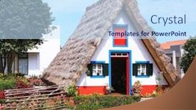  Presentation with white house roof - Cool new presentation theme with traditional rural landscape the little white house with a triangular thatched roof and a red door the village - museum of the portuguese island of madeira backdrop and a sky blue colored foreground
