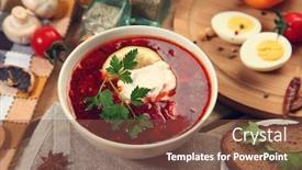  Presentation with russian - Beautiful slides featuring traditional-russian-and-ukrainian-borscht backdrop and a tawny brown colored foreground