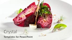  Presentation with crisp - Beautiful presentation theme featuring traditional russian herring and beet salad with crisp bread backdrop and a sky blue colored foreground