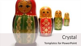  Presentation with russian doll - Audience pleasing PPT theme consisting of traditional russian matreshka toys backdrop and a lemonade colored foreground