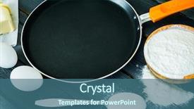  Presentation with cooking oil - Slide deck enhanced with traditional russian pancakes butter egg background and a ocean colored foreground