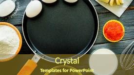  Presentation with cooking oil - PPT theme with traditional russian pancakes butter egg background and a tawny brown colored foreground