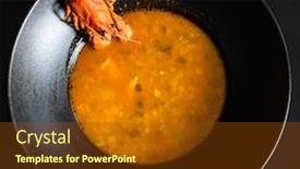  Presentation with russian - Cool new PPT theme with traditional russian soup solyanka with fish and crayfish backdrop and a tawny brown colored foreground