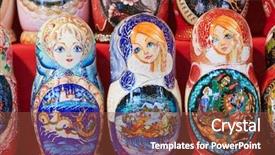  Presentation with traditional musical instruments angklung wood - Colorful slide deck enhanced with traditional russian wooden nesting dolls backdrop and a tawny brown colored foreground