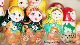  Presentation with russian doll - Slides having traditional russian wooden nesting dolls background and a coral colored foreground