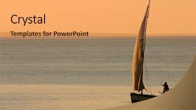  Presentation with sail - Cool new slide deck with traditional sail boat called a dhow at sunset vilanculos coastal sanctuary mozambique backdrop and a yellow colored foreground