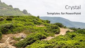  Presentation with traditional - Beautiful presentation theme featuring traditional-sardinian-landscape-with-hills backdrop and a sky blue colored foreground