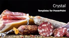  Presentation with mold - Cool new presentation with traditional sausage sausage with mold and spanish ham bellota jamon sliced sausage salami on wooden board with spices pepper and fennel close-up backdrop and a black colored foreground