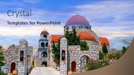  Presentation with monastery - PPT layouts enhanced with traditional-scenic-greece-beautiful-kalymnos background and a  colored foreground