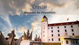  Presentation with traditional - Slide set having traditional-sculptural-group-of-bratislava background and a mint green colored foreground