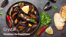  Presentation with seafood - Audience pleasing PPT layouts consisting of traditional-seafood-mussels-in-wine backdrop and a tawny brown colored foreground