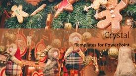  Presentation with golden christmas - Amazing slide deck having traditional-seasonal-items-dolls-golden backdrop and a red colored foreground