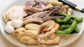  Presentation with chinese food - PPT theme having traditional-shanghai-summer-cuisine-assorted background and a  colored foreground