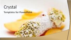  Presentation with dessert oreo - PPT layouts consisting of traditional sicilian cannoli dessert on plate with pistachio and fruits close-up background and a sky blue colored foreground