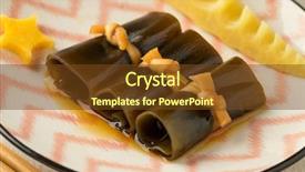  Presentation with traditional - Colorful slide deck enhanced with traditional simmered kelp rolls kobumaki backdrop and a tawny brown colored foreground