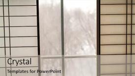  Presentation with 3d character sliding - Colorful presentation theme enhanced with traditional slide - japanese sliding paper window backdrop and a soft green colored foreground