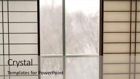  Presentation with japanese - Beautiful PPT layouts featuring traditional slide - japanese sliding paper window backdrop and a soft green colored foreground