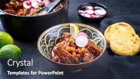  Presentation with tortilla - Presentation theme with traditional-slow-cooked-mexican-pozole background and a tawny brown colored foreground