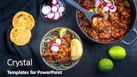  Presentation with tortilla - PPT theme featuring traditional-slow-cooked-mexican-pozole background and a wine colored foreground