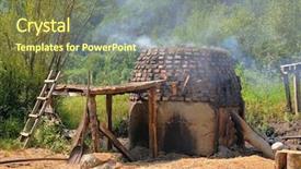  Presentation with furnace - Presentation design enhanced with traditional smoky charcoal furnace made background and a  colored foreground