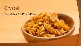  Presentation with cracker - Presentation theme featuring traditional-snack-crispy-bean-twist background and a yellow colored foreground