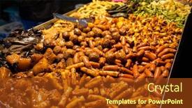  Presentation with fried chicken - PPT theme having traditional-snacks-of-taiwanese-fried background and a tawny brown colored foreground