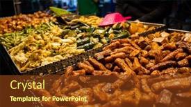  Presentation with fried chicken - Presentation theme featuring traditional-snacks-of-taiwanese-fried background and a tawny brown colored foreground