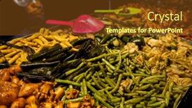  Presentation with fried chicken - PPT theme having traditional-snacks-of-taiwanese-fried background and a tawny brown colored foreground