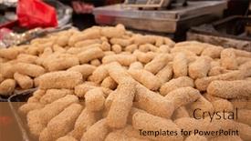 Presentation with snacks - Slides featuring traditional-snacks-of-taiwanese-rice background and a coral colored foreground