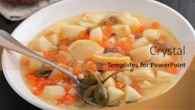  Presentation with lemon - Cool new slides with traditional-soup-rassolnik-with-capers backdrop and a gold colored foreground