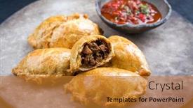  Presentation with dip - PPT theme enhanced with traditional-south-american-empanada-de background and a gold colored foreground